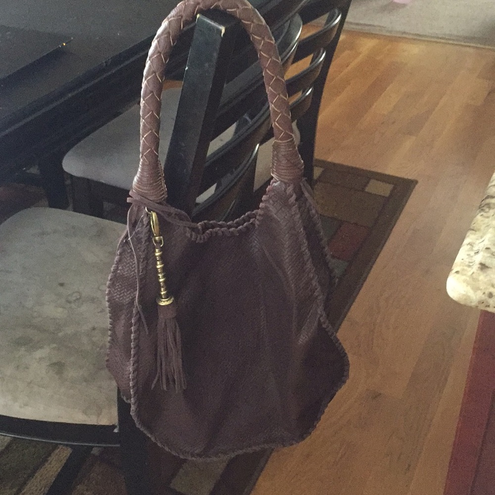 Burgundy Weave hobo handbag